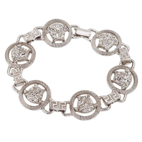 silver versace bracelet|Versace silver medusa.